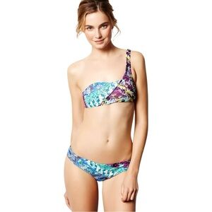Maaji Reversible One Shoulder Bikini Set Floral Geo Print Size M